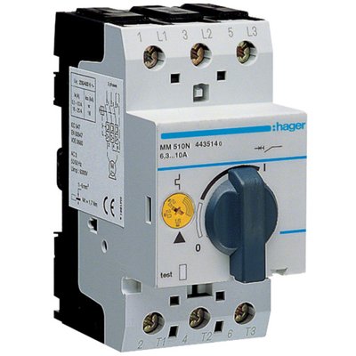Автоматичний вимикач для захисту двигуна Hager MM510N I=6.0-10.0А 28260 фото