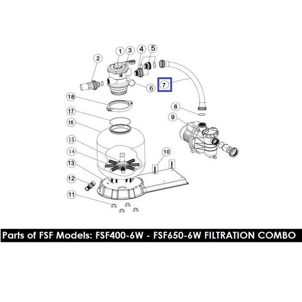 Шланг підключення фільтр-насоса з муфтами для ф/у Emaux FSF500 89032301 11878 фото