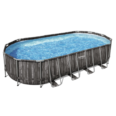 Каркасний басейн Bestway Wood Style 5611T (732х366х122 см) з картриджним фільтром, драбиною та тентом 25299 фото