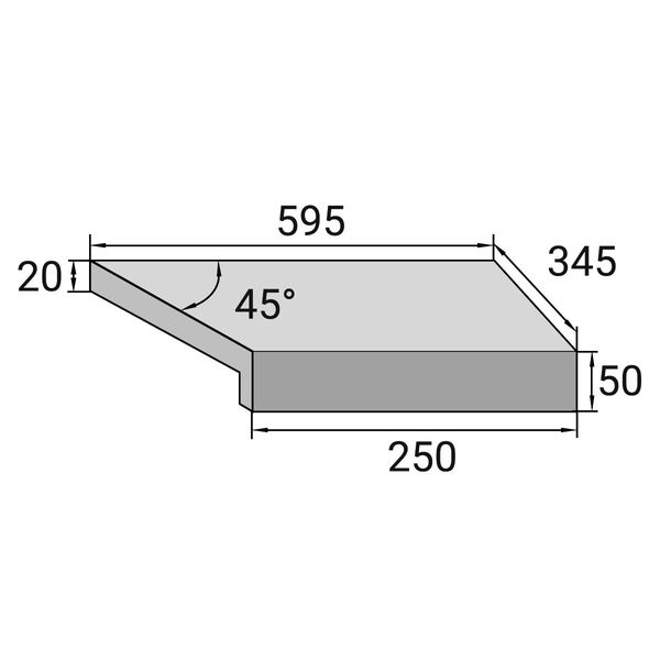 Кутовий Г-подібний елемент бортової плитки Aquaviva Ardesia Loft, 595x345x50(20) мм (правий/45°) 24699 фото