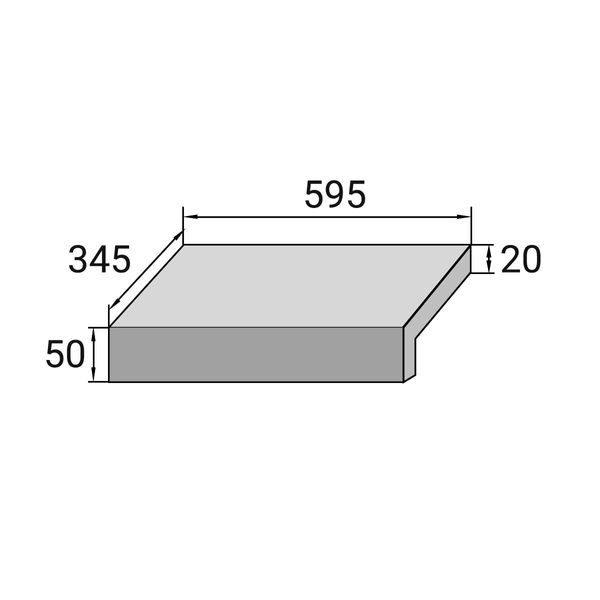 Бортова Г-подібна плитка Aquaviva Granito Light Gray, 595x345x50(20) мм 24687 фото